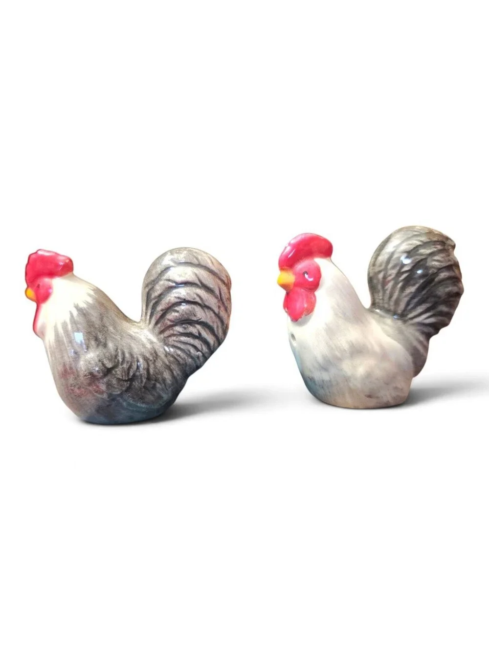 Ceramic Rooster Salt and Pepper Shaker Set - White and Red